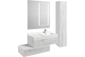 Тумба подвесная Aquaton Сакура 100 белый-светлое дерево - 2