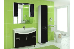 Шкаф-пенал Bellezza Лагуна 35 с бельевой корзиной R черный - 2