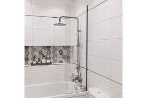 Шторка на ванну DIWO Ростов 4GW015 неподвижная, 40x150, черная матовая