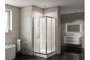 Душевой уголок BelBagno Due 90х90 профиль хром стекло прозрачное - 2