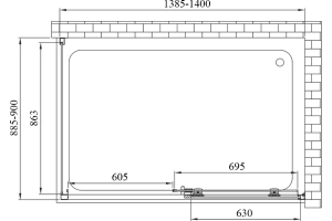 Душевой уголок Vincea Soft 140х90 профиль черный стекло прозрачное - 3