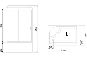 Душевая кабина Royal Bath 120x80 L стекло прозрачное профиль белый - 3