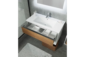 Комплект мебели Sanvit Контур 90 белый глянец - светлое дерево - 3