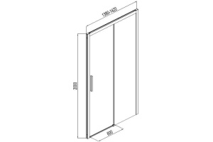 AE60-N-140H200U-BT Aquanet Pleasure, дверь в нишу 1400 мм, проф.черн.мат., стек.прозр.(225500) - 2