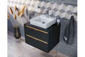 Тумба под накладную раковину Excellent Tuto 60 черный матовый - светлое дерево  - 2