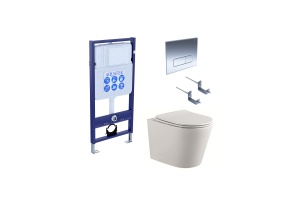 Унитаз с инсталляцией SET AQUATEK ВЕГА cmp-016 (инсталляция, подвесной унитаз, сиденье, клавиша, крепеж)