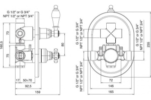 Термостат Cezares Elite VDIM2-T-02-Bi С ВНУТРЕННЕЙ ЧАСТЬЮ, бронза - 2