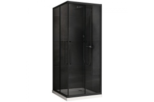 Душевой уголок Abber Schwarzer Diamant 100x100 профиль черный стекло тонированное