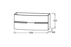 EB1890RU-G98 Nona  Мебель с интегрированными ручками, глянцевый темно-синий, 120 см, 2 ящика - 2