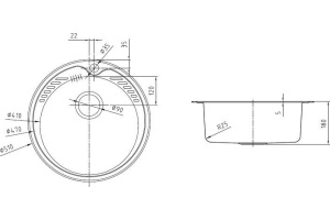 Мойка, нержавеющая сталь, шелк, D510, Suno S, IDDIS, SUN51S0i77 - 2