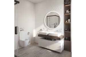 Мебель для ванной STWORKI Ольборг 120 столешница дуб карпентер, без отверстий, 2 тумбы 60 + 2 раковины STWORKI Soul 1 белой - 3