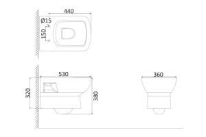 Унитаз подвесной Creo Ceramique TOURS, сиденье микролифт SLIM - 2
