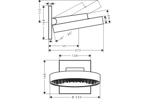 Верхний душ hansgrohe Rainfinity 250 1jet EcoSmart 9 л/мин с настенным разъемом 26227000 - 2