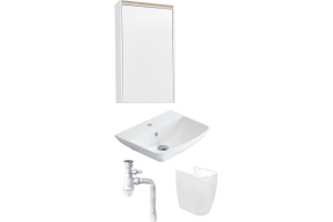 Комплект раковина с полупьедесталом  Раковина STWORKI Дублин 50 + Сифон для раковины Wirquin Минор с отводом для стиральной машины + Полупьедестал STW - 3