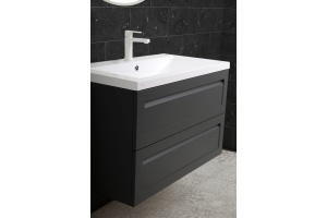 PLATINO База под раковину подвесная с двумя выкатными ящиками, Серый матовый AM-Platino-750-2C-SO-GM - 3