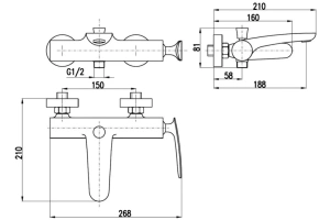 Смеситель для ванны с душем Rav Slezak Tigris черный матовый - хром - 2