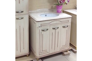 Тумба с раковиной Bellezza Аллегро Люкс 100 бежевая патина золото