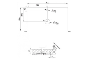 Столешница BelBagno 80х46 серый глянцевый мрамор (KEP-80-MGL) - 3