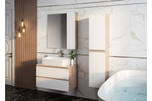 Зеркало-шкаф Onika Алеста 80 R камень светлый/белый (208095) - 3