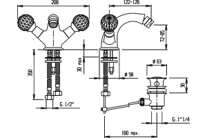 Смеситель Cezares Atlantis ATLANTIS-BS1-01-Sw для биде - 2