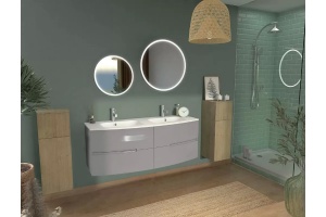 EB1887RU-DE1 Nona стеклянная раковина, матовый белый, 140 см, 2 раковины - 3