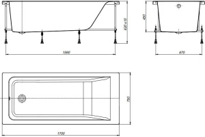 Акриловая ванна Roca Easy 170x75 см (ZRU9302899) - 2