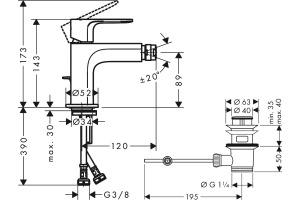 Смеситель для биде Hansgrohe Rebris E хром - 2