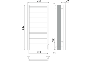 Электрический полотенцесушитель Terminus Аврора П8 400х850 Хром - 3