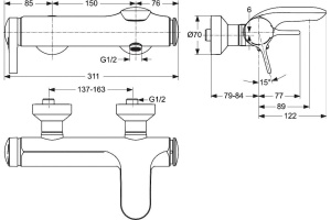 Смеситель для ванны Ideal Standard Melange хром (A4271AA) - 3