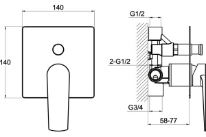 Смеситель BelBagno Carin CAR BASM CRM С ВНУТРЕННЕЙ ЧАСТЬЮ, для душа - 2