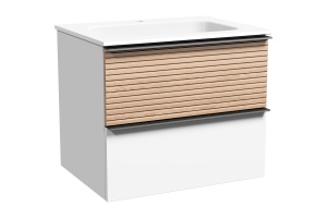 Тумба под раковину Sancos Delta 59х44 белая - светлое дерево