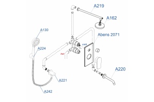A172071 Встраиваемый комплект для ванны с верхней насадкой, лейкой и изливом - 3