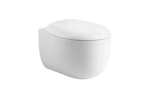 AQ1980-00 АЛЬТАИР Унитаз подвесной безободковый 530*395*340мм, тонкое сиденье с механизмом плавного закрывания, крепеж