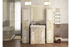 Зеркало Misty Fresko 74х94 белое с золотом - 2