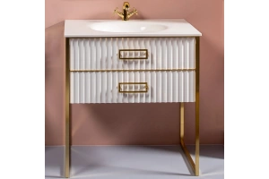 Тумба под раковину моноблок Boheme Armadi Art Monaco 80 белый глянец - золото