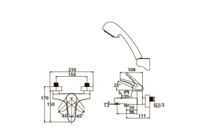 Смеситель Kaiser County 55022 для ванны с душем, хром - 2