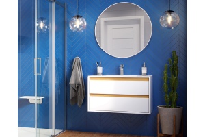 Тумба под раковину EXCELLENT Tuto 60 белый - светлое дерево - 3