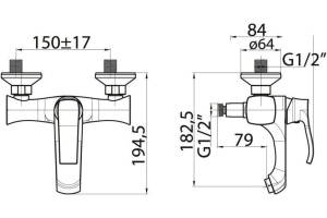 Смеситель BelBagno Trula TRU-VASM-CRM для ванны с душем - 2