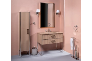 Тумба под раковину моноблок Boheme Armadi Art Monaco 100 бежевый глянец - хром - 2