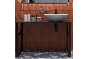 Консоль DIWO Элиста 120 чёрный мрамор, с раковиной Moduo 55 Leaf