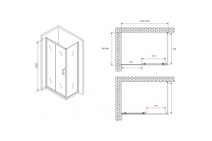 Душевой уголок Abber Schwarzer Diamant 120х80 черный стекло прозрачное - 2