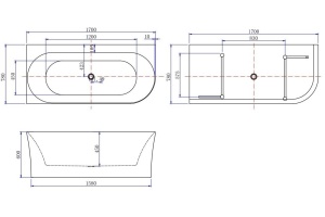 Акриловая ванна Allen Brau Priority 170x80 2.31001.20/AM белый глянец (панель антрацит) - 2