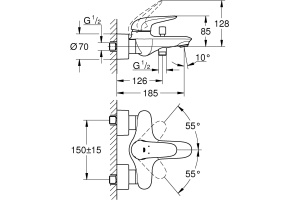 Смеситель Grohe Eurostyle 23726LS3 для ванны с душем - 3