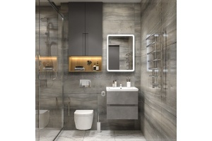 TECHNO База под раковину подвесная с двумя выкатными ящиками, АЙС Какао AM-Techno-600-2C-SO-FC305