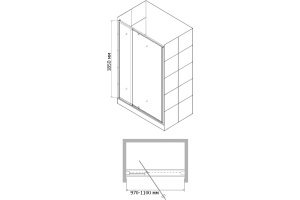 Душевая дверь в нишу RGW Passage PA-02 (970-1100)х1850 EasyClean - 2