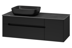 Тумба с раковиной Misty Роял 120 черная матовая