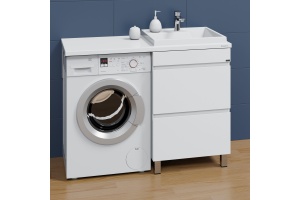 Тумба с раковиной над стиральной машиной напольная Санта Марс 59 белый
