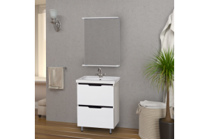 Тумба с раковиной Misty Лайм 60 белая с черным - 3