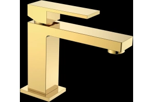 Смеситель для раковины Boheme Qubic золото глянцевый