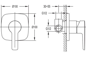 Смеситель Cezares Tesoro F DIM 01 С ВНУТРЕННЕЙ ЧАСТЬЮ, для душа - 2
